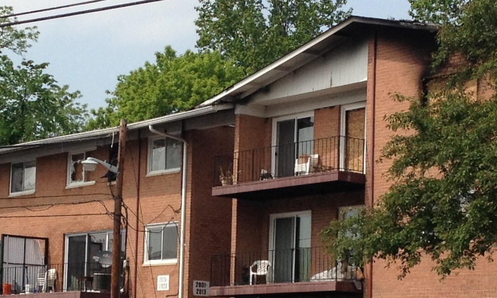 Condemned site of the Round Hill apartment complex in Chevy Chase