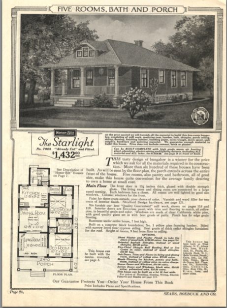 Kit house order page - Sears Starlight